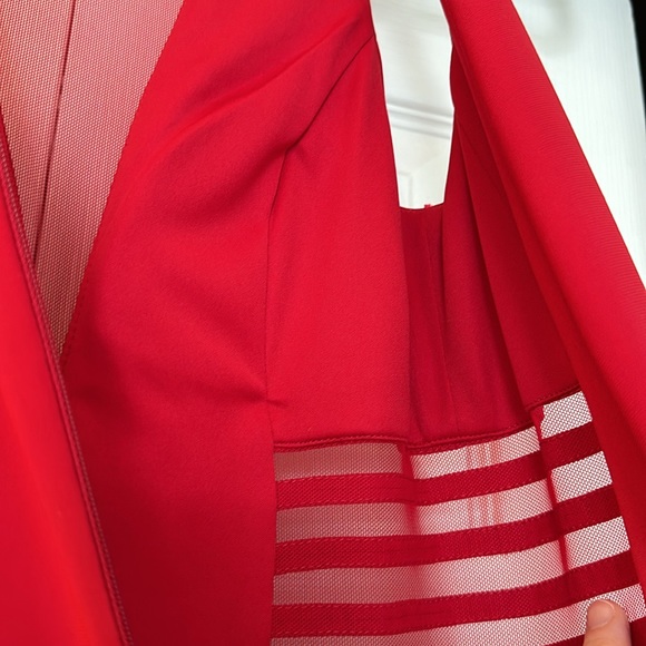 Red Gown with Mesh Cut outs - Picture 10 of 12
